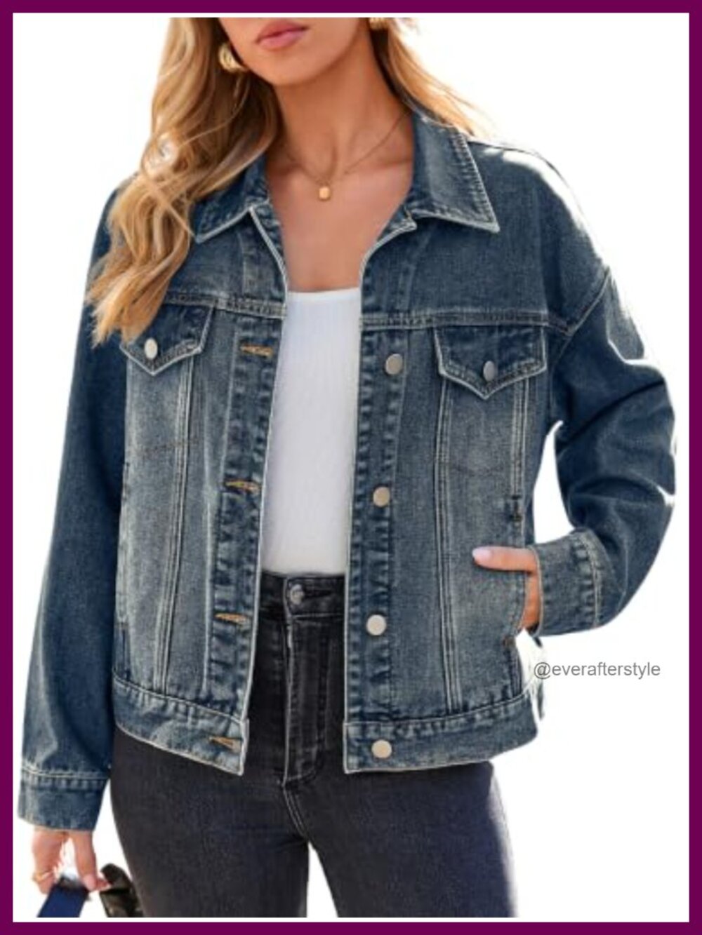 Cropped Denim Jacket Western Y2K Oversized Jean Jacket with Lapel Collar